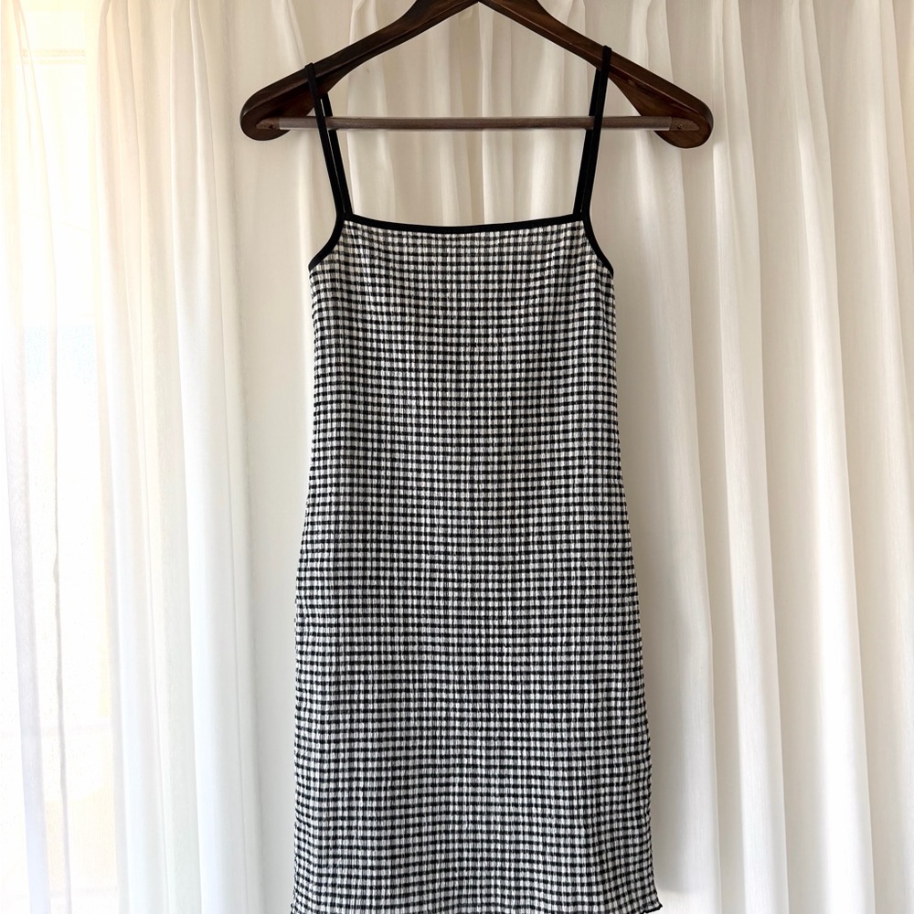 Aritzia gingham checkered black and white jazz dress